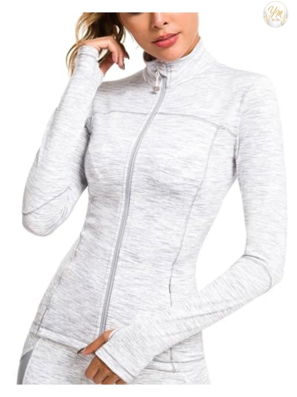 Women's Running Jacket with Zipper Pockets Full Zip Thumbholes Slim Fit Athletic